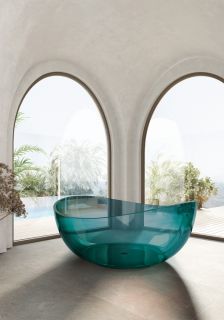 Прозрачная ванна ABBER Kristall AT9705Aquamarin из полиэфирной смолы 150см бирюзовый